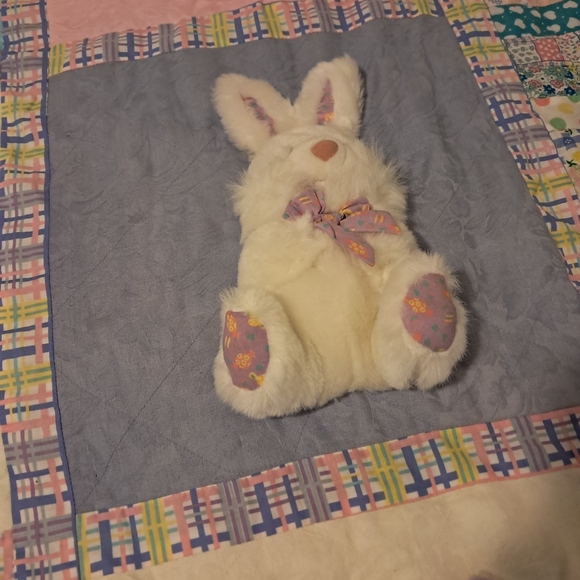 Vintage 3D bunny plush toddler blanket quilt throw comforter cotton - Picture 4 of 12